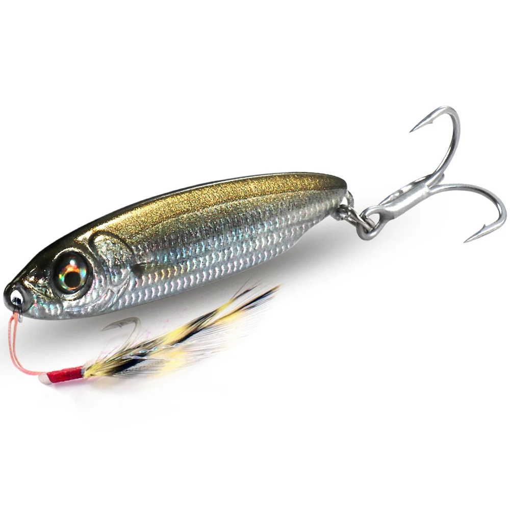Leurre pêche – jig argenté à plumes